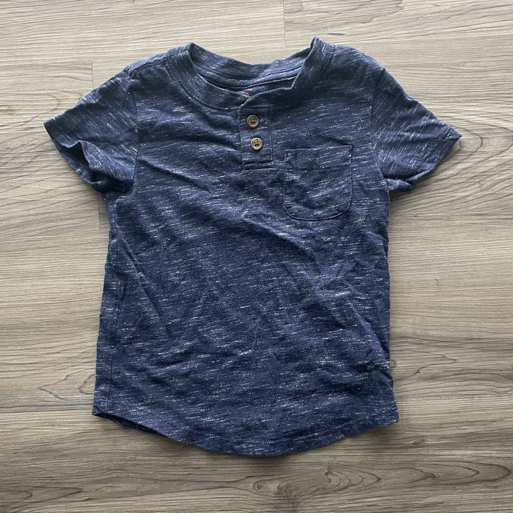 Cat & Jack Toddler Boy Blue Short Sleeve Tee 18 Months, Brown Button Up
